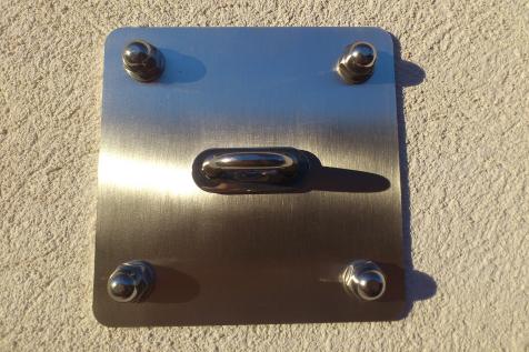 Platine murale inox 316L finition brossée avec anneau de fixation soudé pour voile d'ombrage